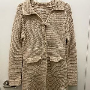 Tan hand knit long sleeve jacket unlined